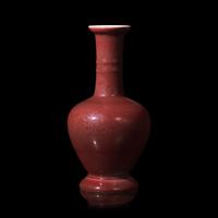A Chinese Peachbloom Glazed Bottle Vase, Yongzheng Mark and Possibly of the Period 或清雍正 豇豆紅釉瓶