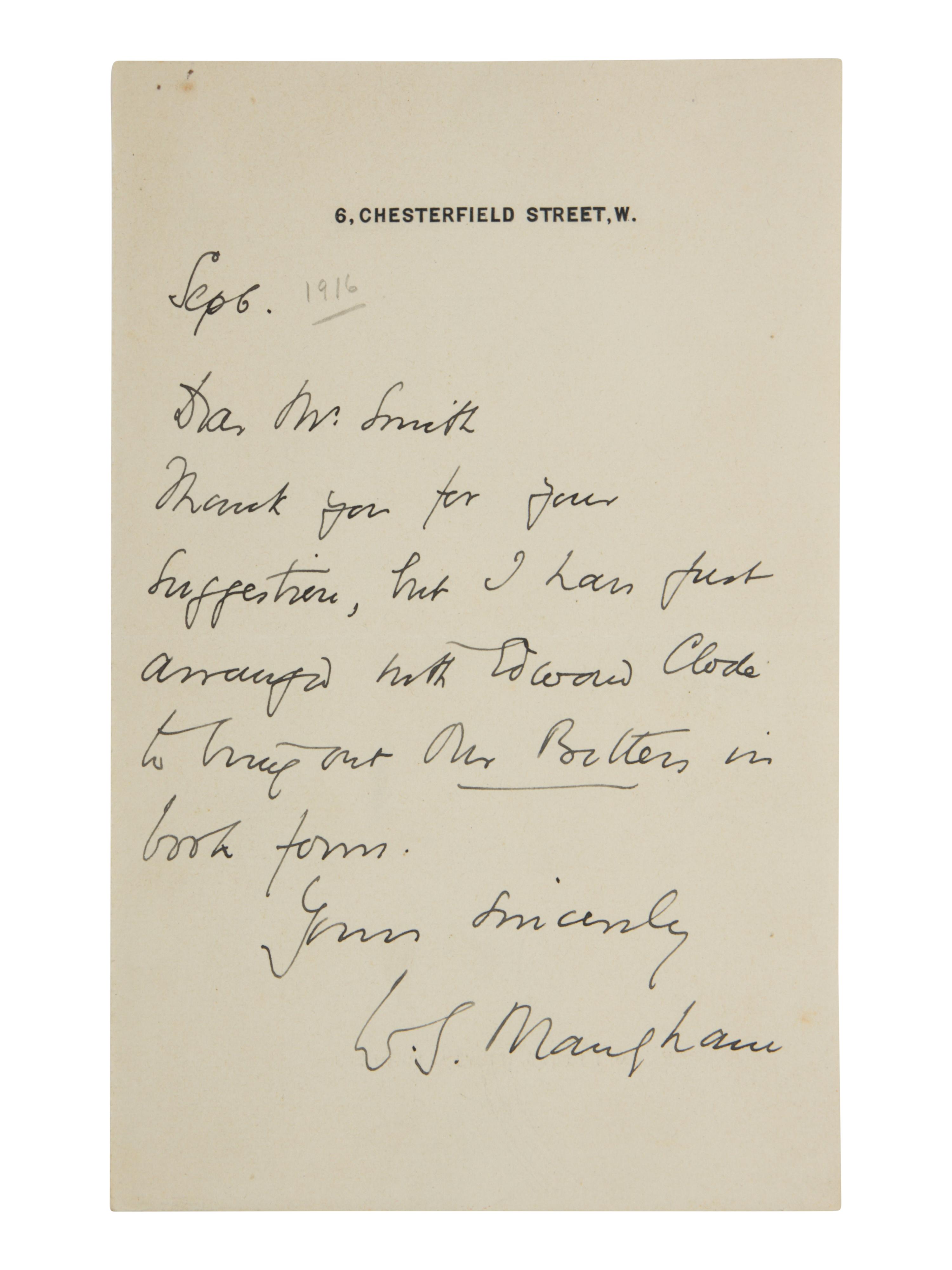 MAUGHAM, William Somerset (1874-1965). Ah King . London: William Heinemann, 1933.