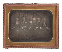 [EARLY PHOTOGRAPHY]. A pair of half plate daguerreotypes, highlighted by large group portrait by T.M. Parker, comprising: