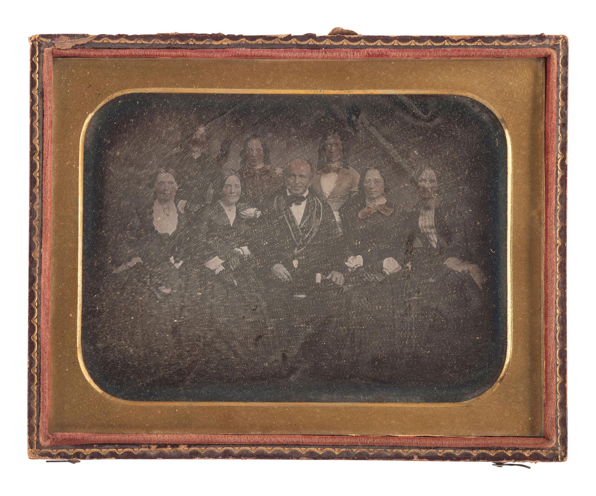 [EARLY PHOTOGRAPHY]. A pair of half plate daguerreotypes, highlighted by large group portrait by T.M. Parker, comprising: