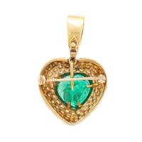 EMERALD, DIAMOND, AND YELLOW GOLD HEART PENDANT BROOCH
