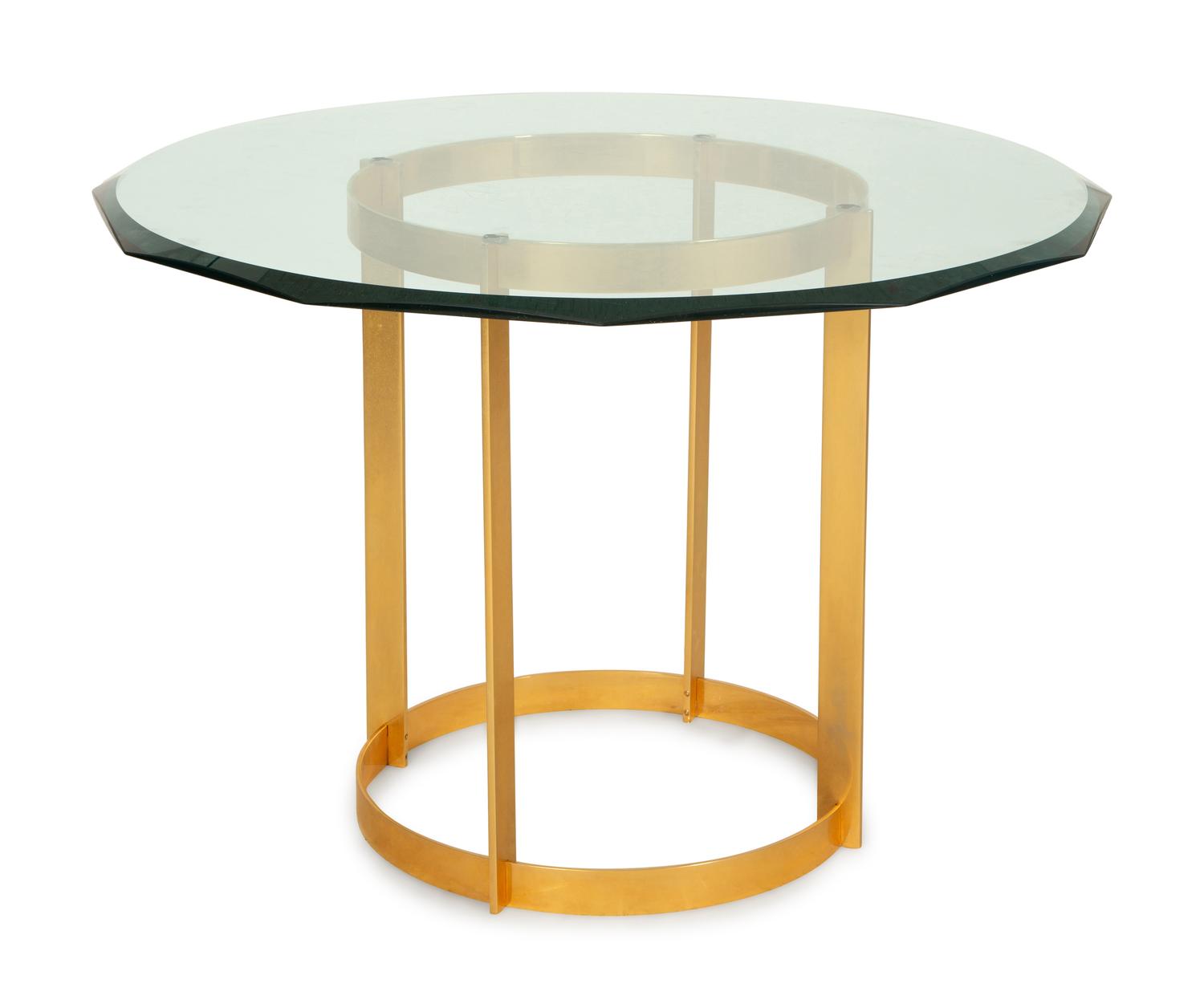 A Contemporary Bronze and Glass Breakfast Table