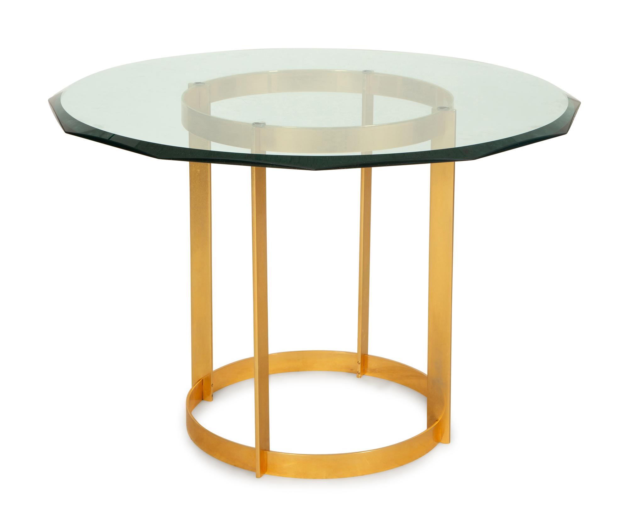 A Contemporary Bronze and Glass Breakfast Table