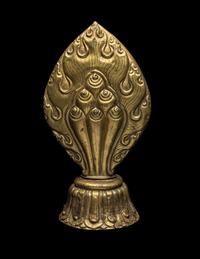 A Nepalese Repoussé Gilt Bronze Flaming Jewel Altar Piece