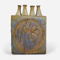 John Fassbinder (American, 1931-2014) Stoneware Slab Bottle Vase, USA, circa 1958