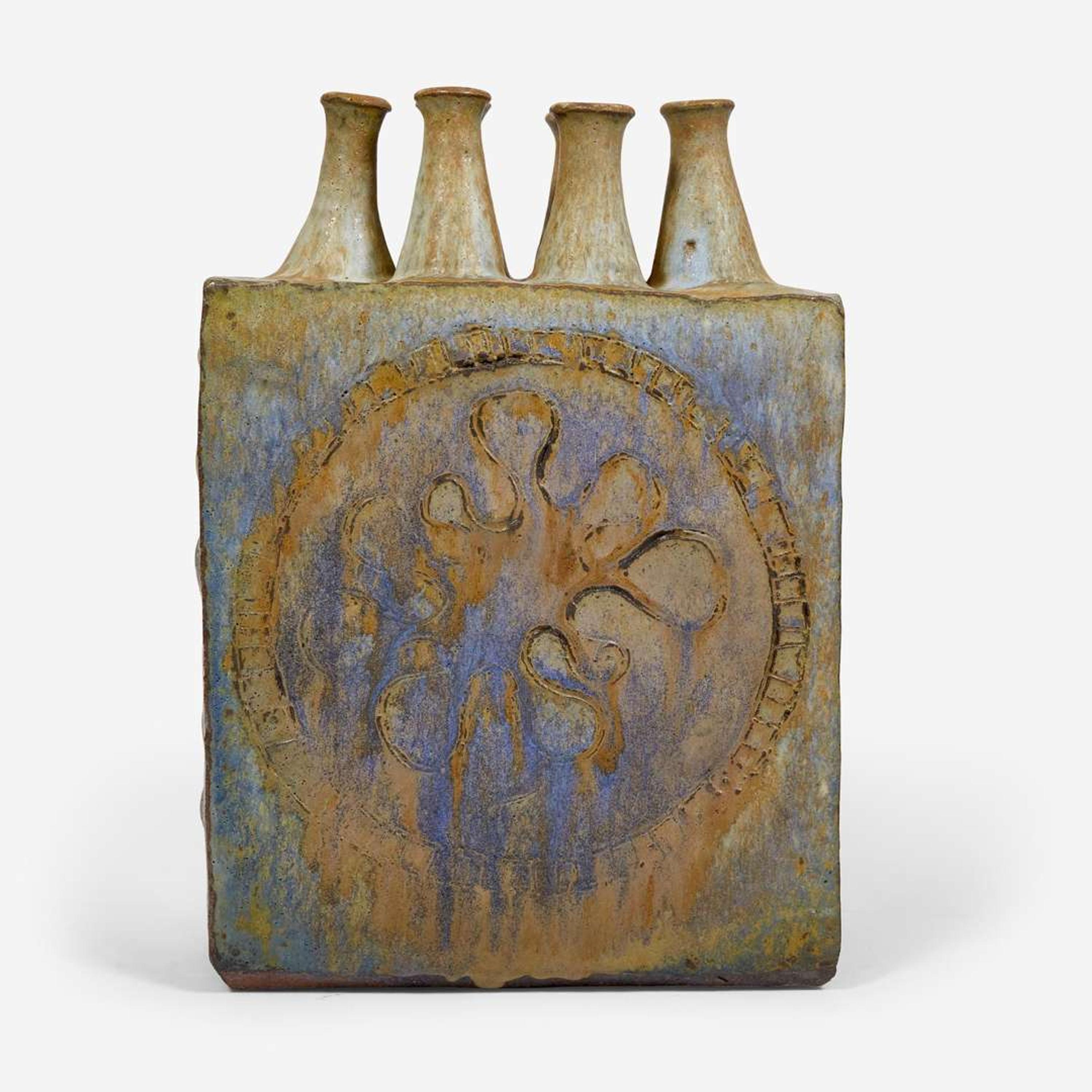John Fassbinder (American, 1931-2014) Stoneware Slab Bottle Vase, USA, circa 1958