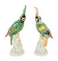 A Pair of Mottahedeh Porcelain Cockatoos