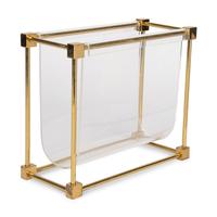 A Contemporary Brass and Acrylic Magazine Rack