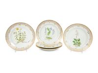 Twelve Royal Copenhagen Flora Danica Porcelain Dinner Plates