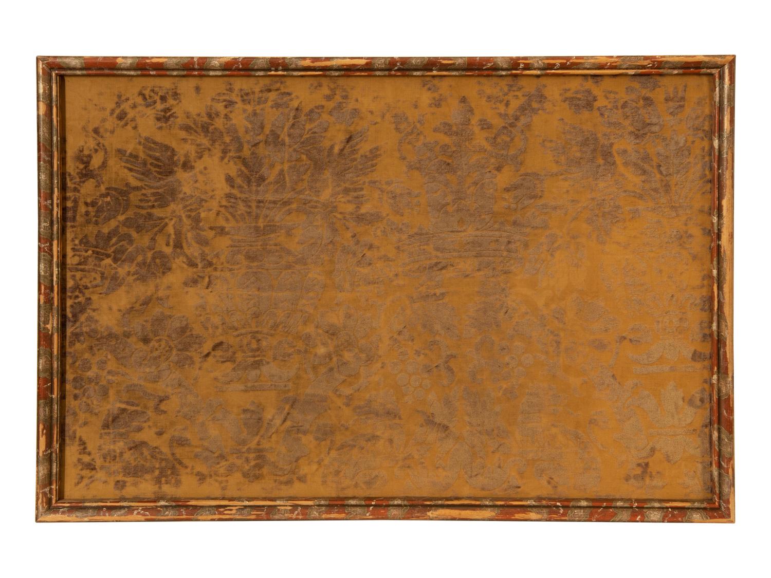 A Pair of Italian Framed Silk Velvet Panels