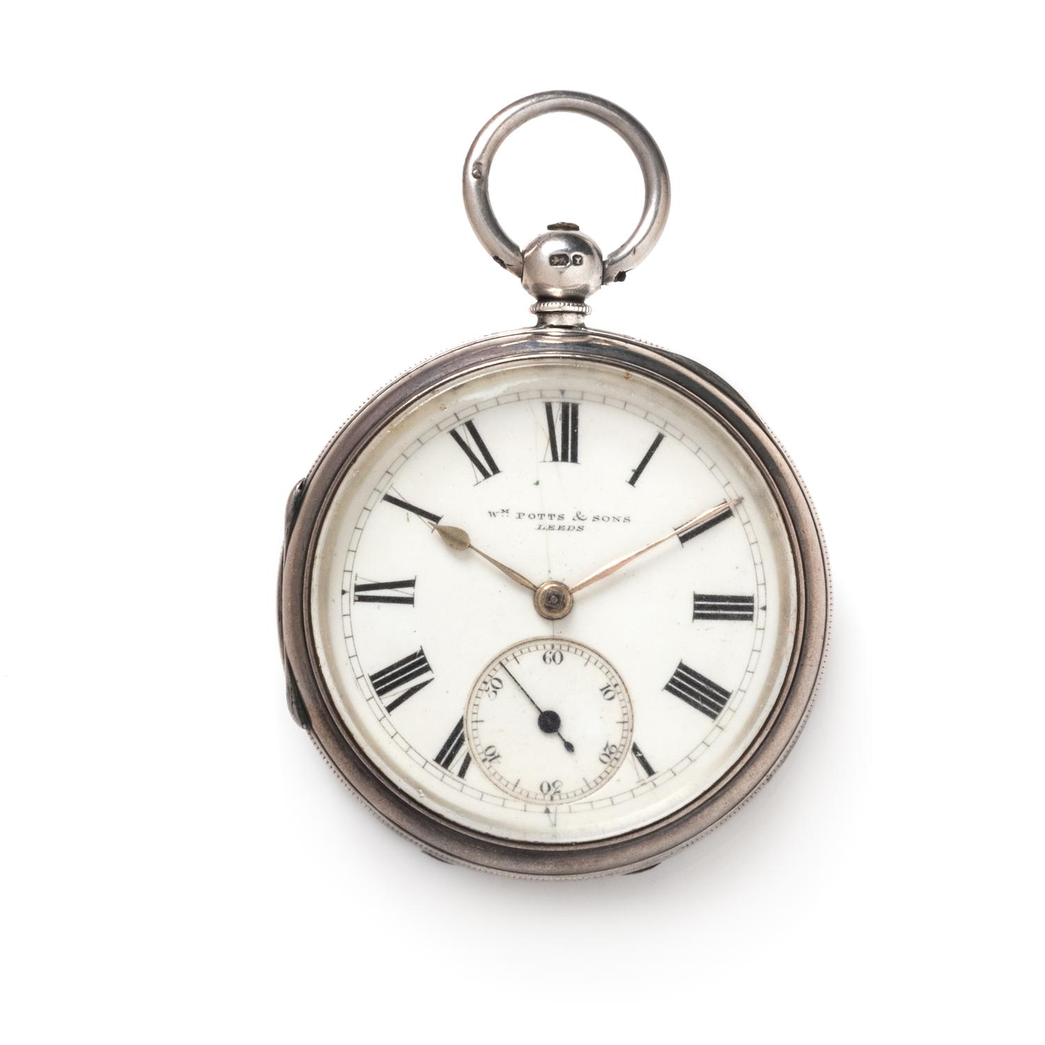 BRITISH, STERLING SILVER OPEN FACE POCKET WATCH
