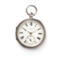 BRITISH, STERLING SILVER OPEN FACE POCKET WATCH