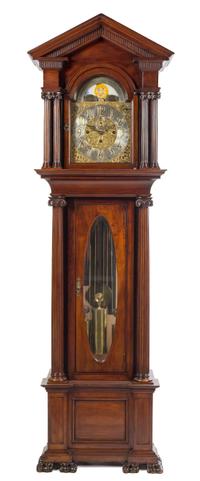 An English Mahogany Tall Case Clock Height 98 3/4 inches. — EARLY 20TH CENTURY