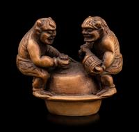 Two Japanese Carved Boxwood Netsuke
