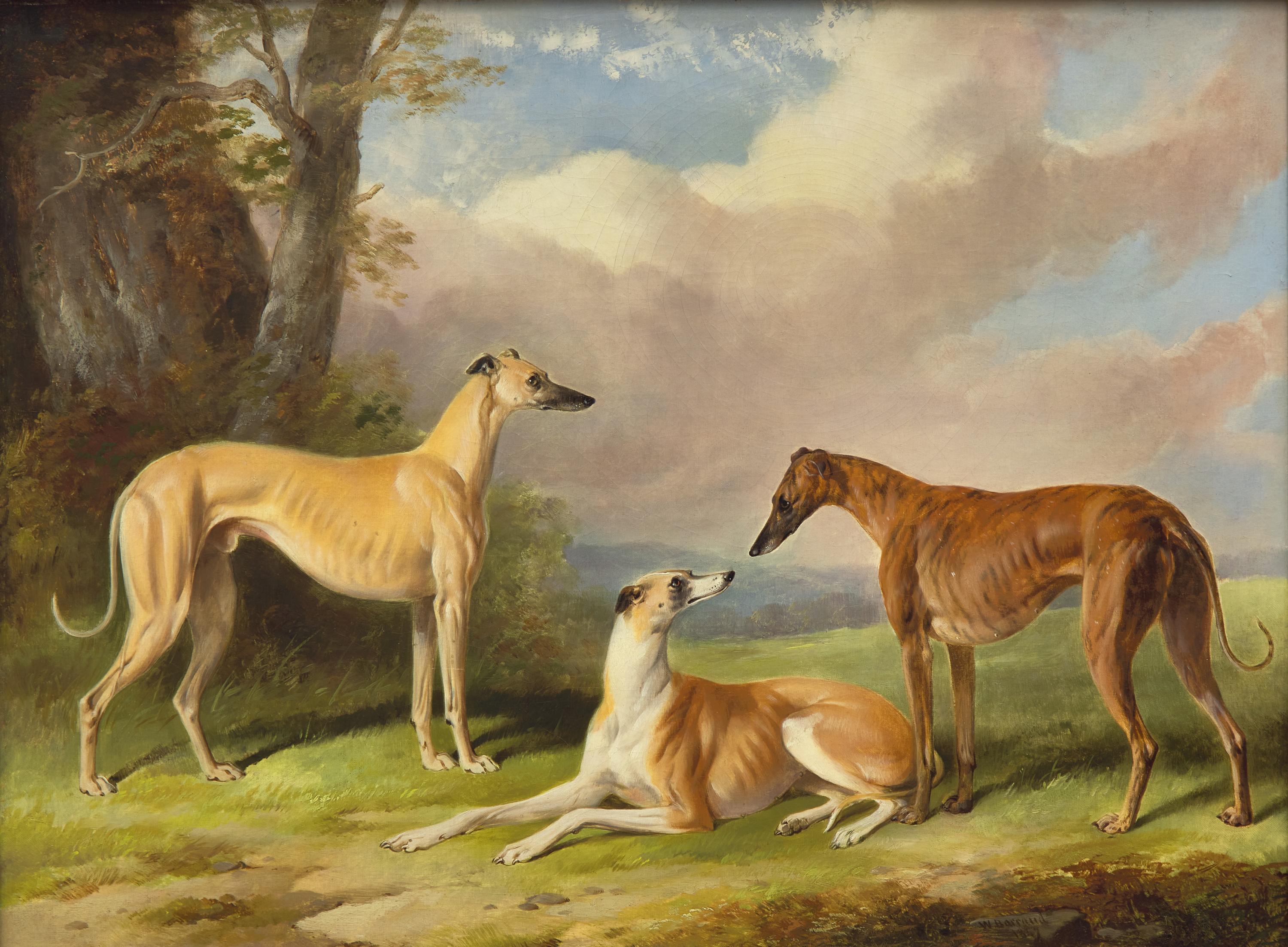 Three Greyhounds; together with Two Greyhounds with a Hare (A Pair)