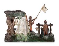 A J. and E. Stevens 'Boy Scout Camp' Cast Iron Mechanical Bank