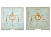 A Pair of Neoclassical Style Painted Wood Panels