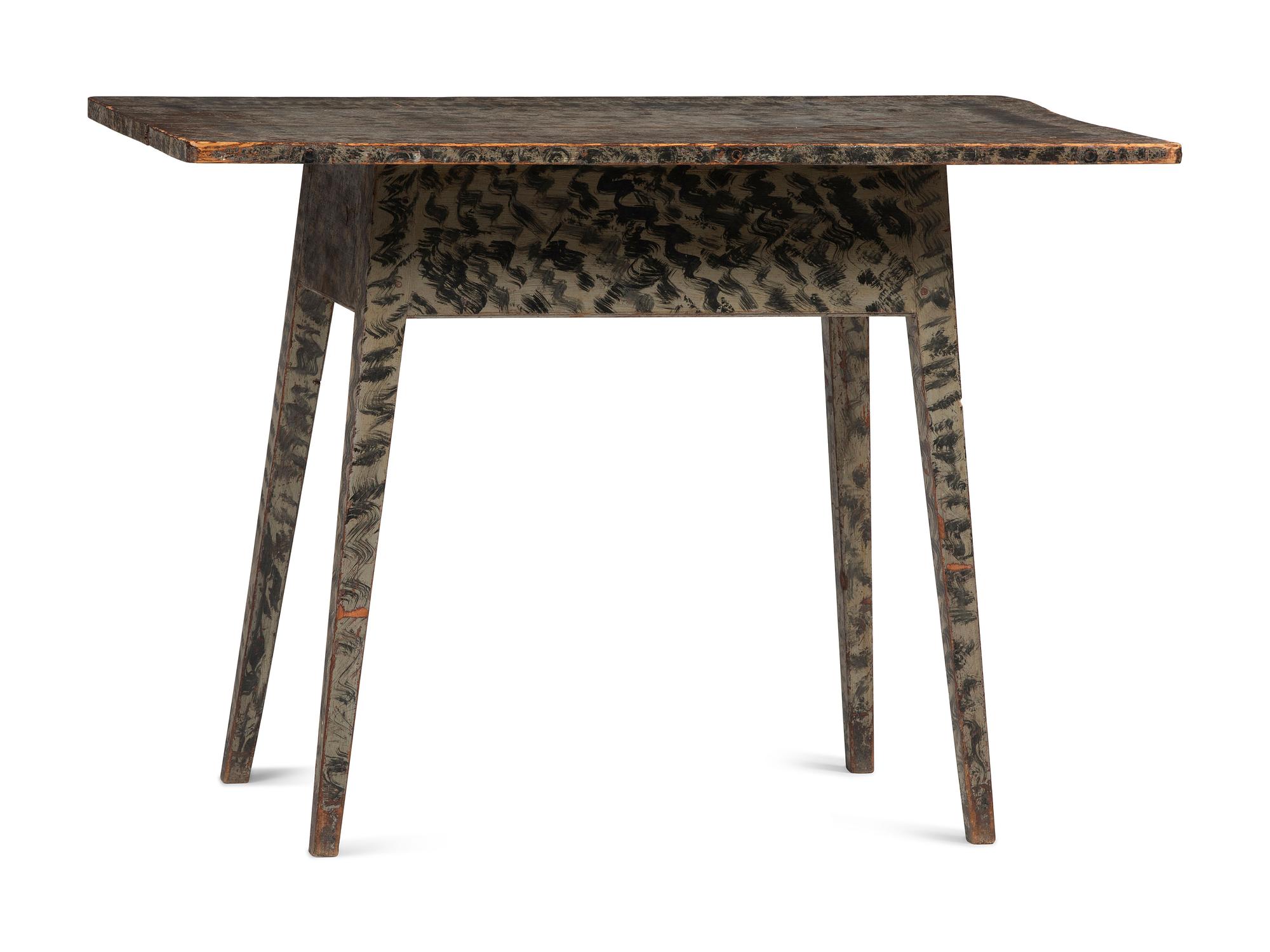 A Country Federal Paint-Decorated Pine and Cherrywood Tavern Table