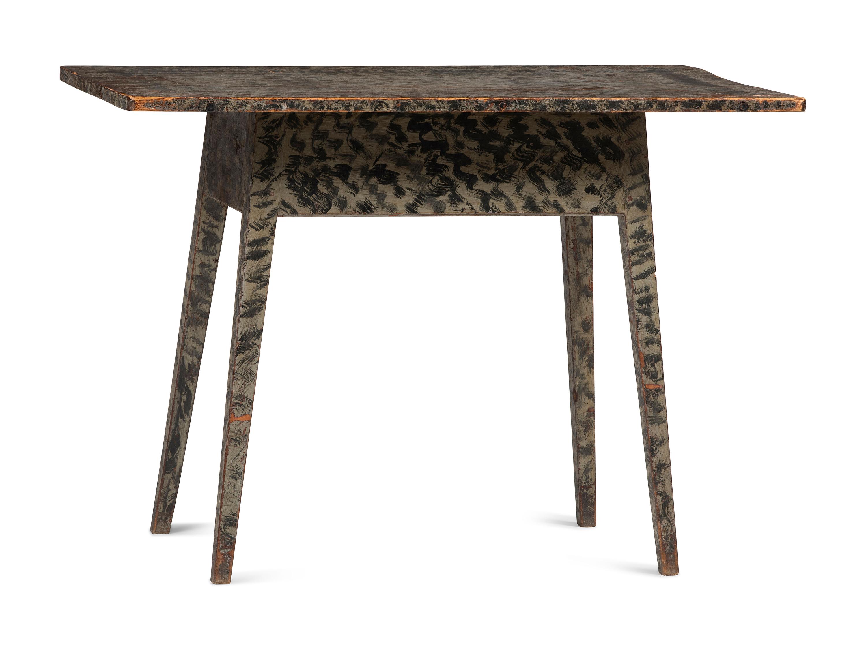 A Country Federal Paint-Decorated Pine and Cherrywood Tavern Table