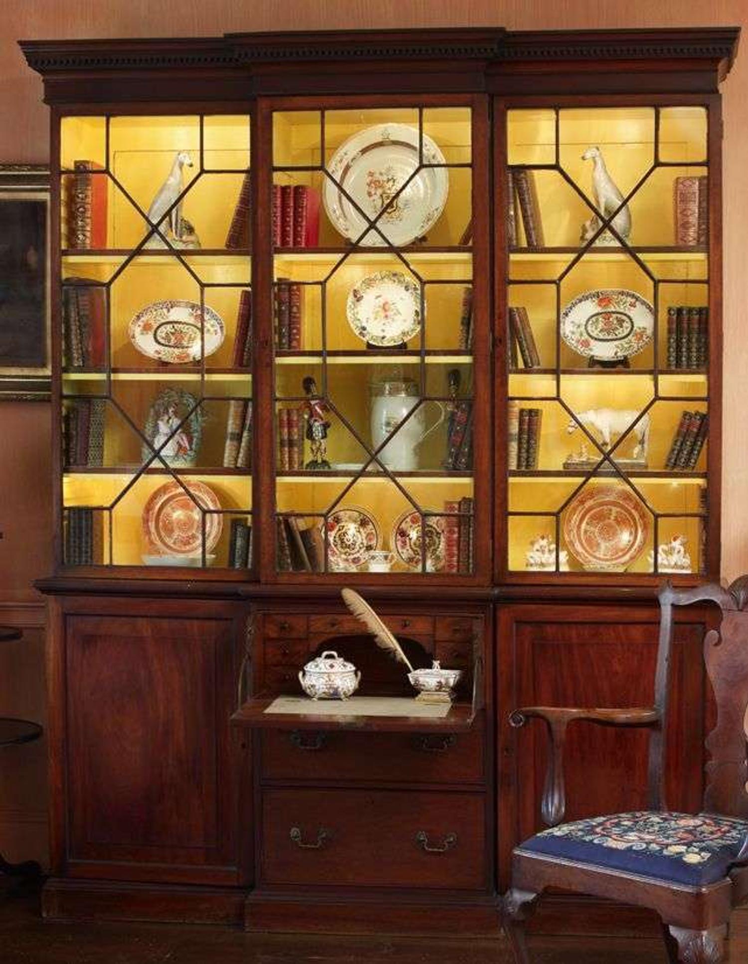 Regency mahogany secretary breakfront bookcase early 19th century