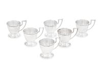An Assembled Set of American Silver Demitasse Cups, Soups and Desserts