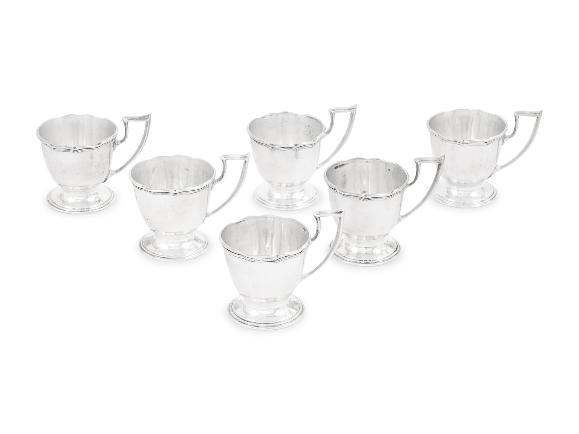 An Assembled Set of American Silver Demitasse Cups, Soups and Desserts