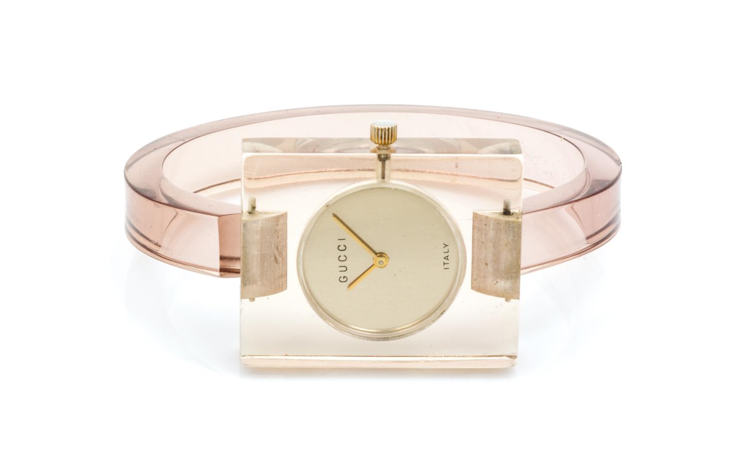 A Gucci Lucite Watch,