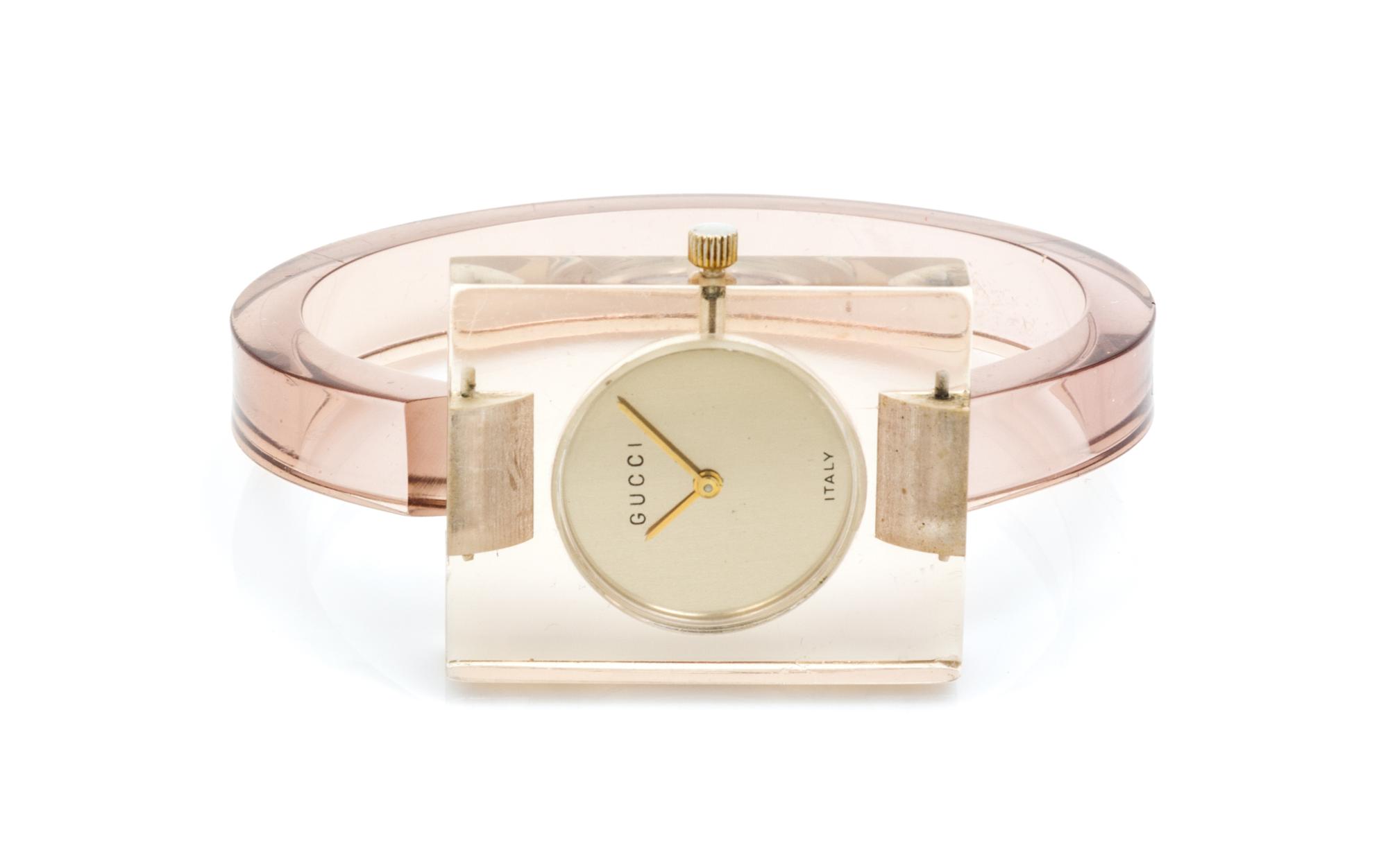 A Gucci Lucite Watch,