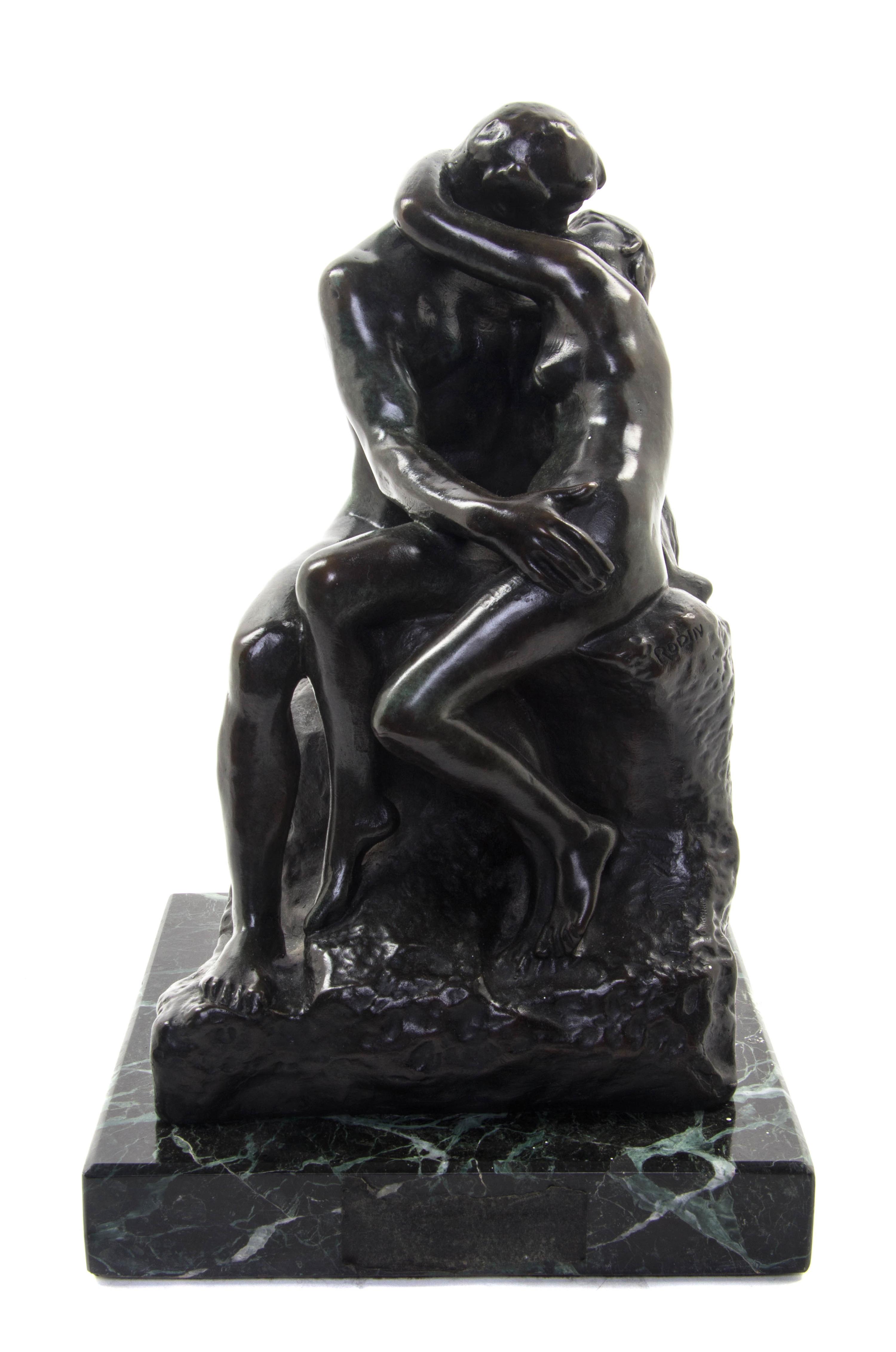 A Continental Bronze Figural Group, AFTER AUGUSTE RODIN (FRENCH, 1840-1917), Height 9 3/4 inches. — AFTER AUGUSTE RODIN (FRENCH, 1840-1917),