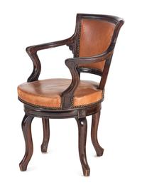 A Directoire Style Leather-Upholstered Swiveling Armchair