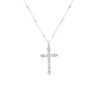 Cartier, Diamond and White Gold Cross Pendant with a Roberto Coin Diamond Station Chain Necklace