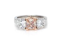 A Platinum, 18 Karat Rose Gold, Fancy Brown-Pink Diamond and Diamond Ring, 5.90 dwts.