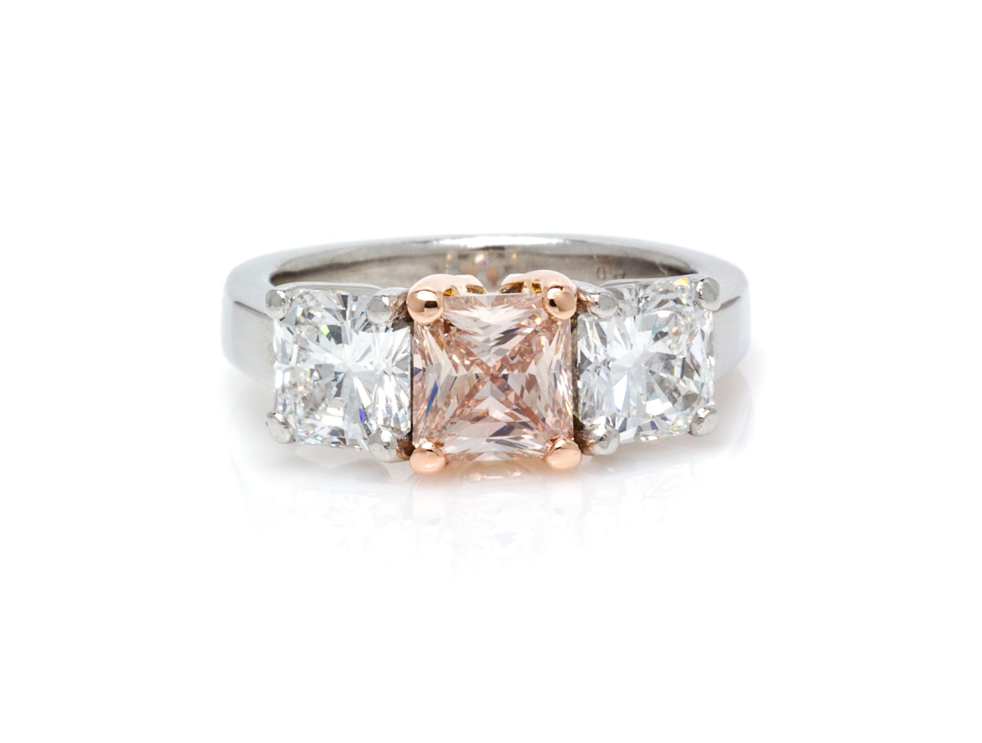 A Platinum, 18 Karat Rose Gold, Fancy Brown-Pink Diamond and Diamond Ring, 5.90 dwts.