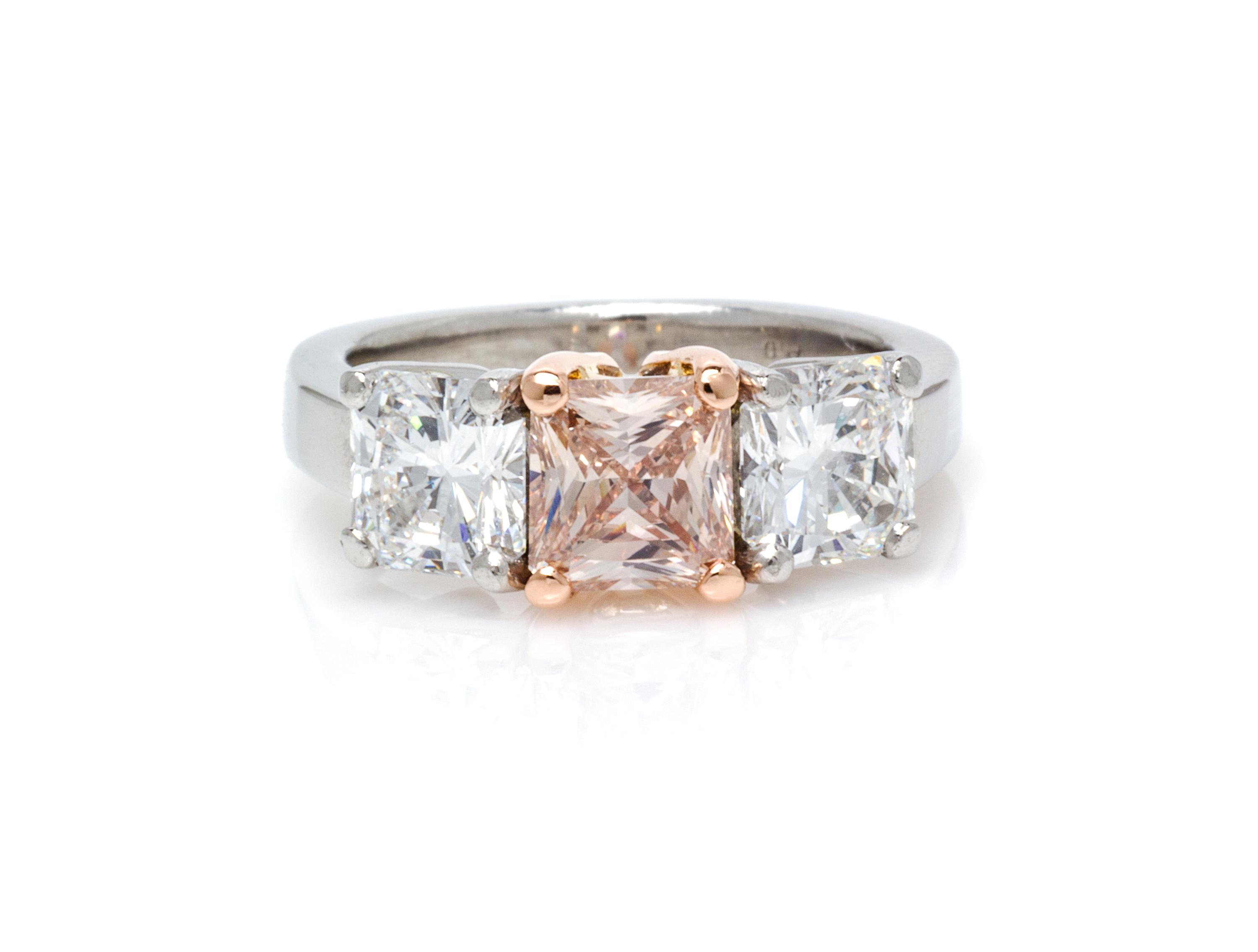 A Platinum, 18 Karat Rose Gold, Fancy Brown-Pink Diamond and Diamond Ring, 5.90 dwts.