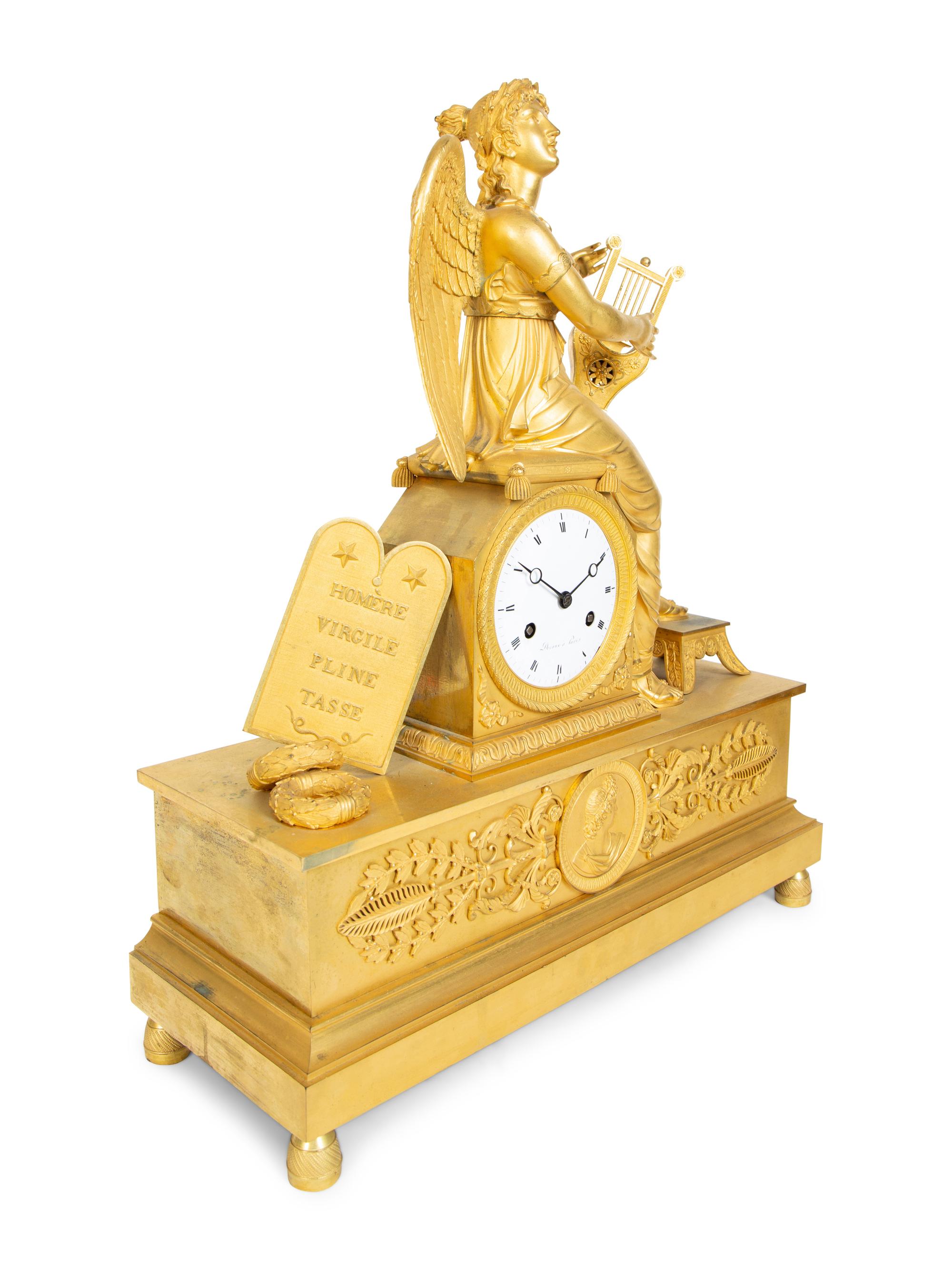 A French Empire Gilt Bronze Figural Clock — 19TH CENTURY
