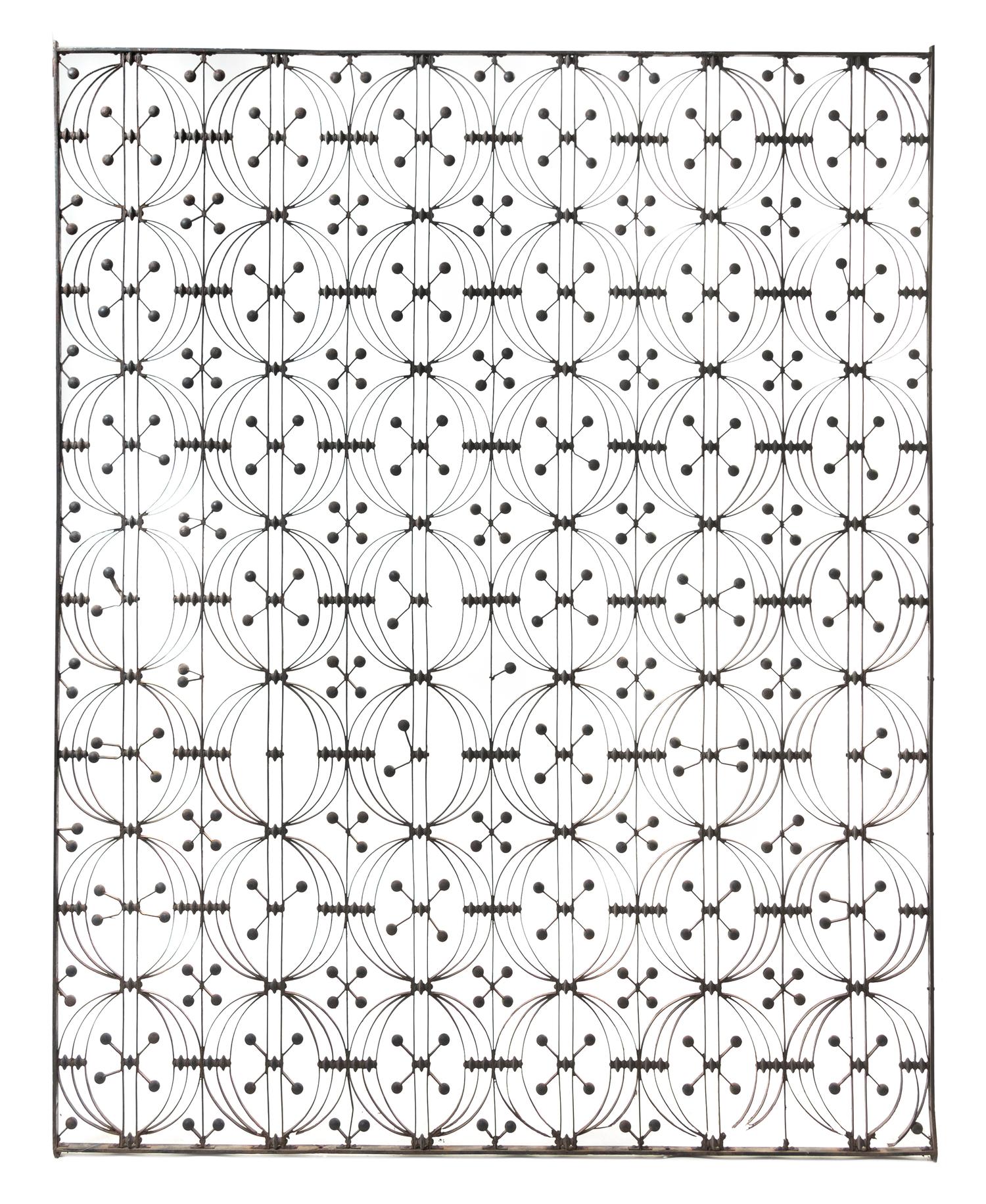 A Dankmar Adler and Louis Sullivan Wrought Iron Elevator Grille from the Chicago Stock Exchange, Winslow Brothers Height 73 x width 58 — WINSLOW BROTHERS, CIRCA 1893