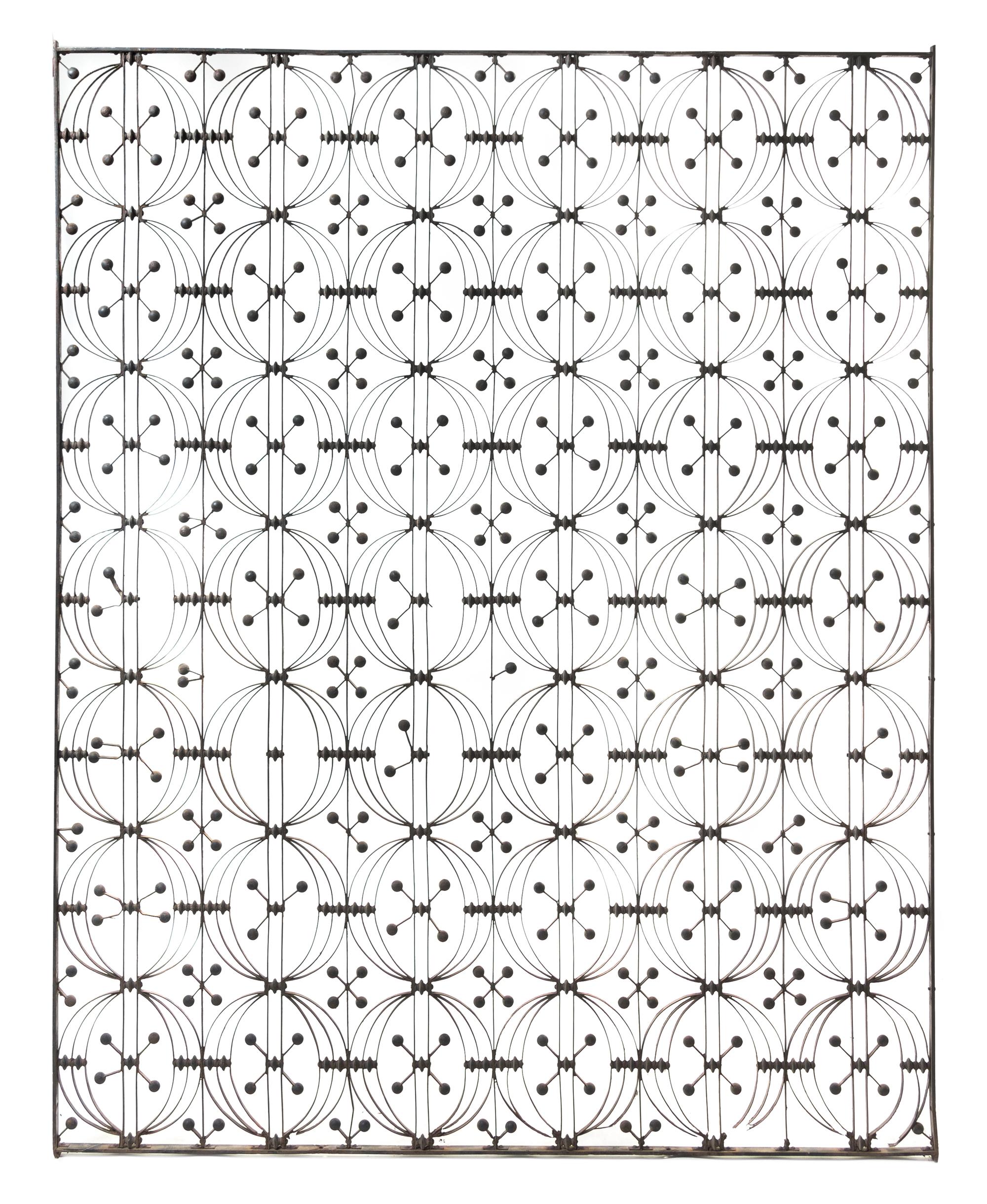 A Dankmar Adler and Louis Sullivan Wrought Iron Elevator Grille from the Chicago Stock Exchange, Winslow Brothers Height 73 x width 58 — WINSLOW BROTHERS, CIRCA 1893