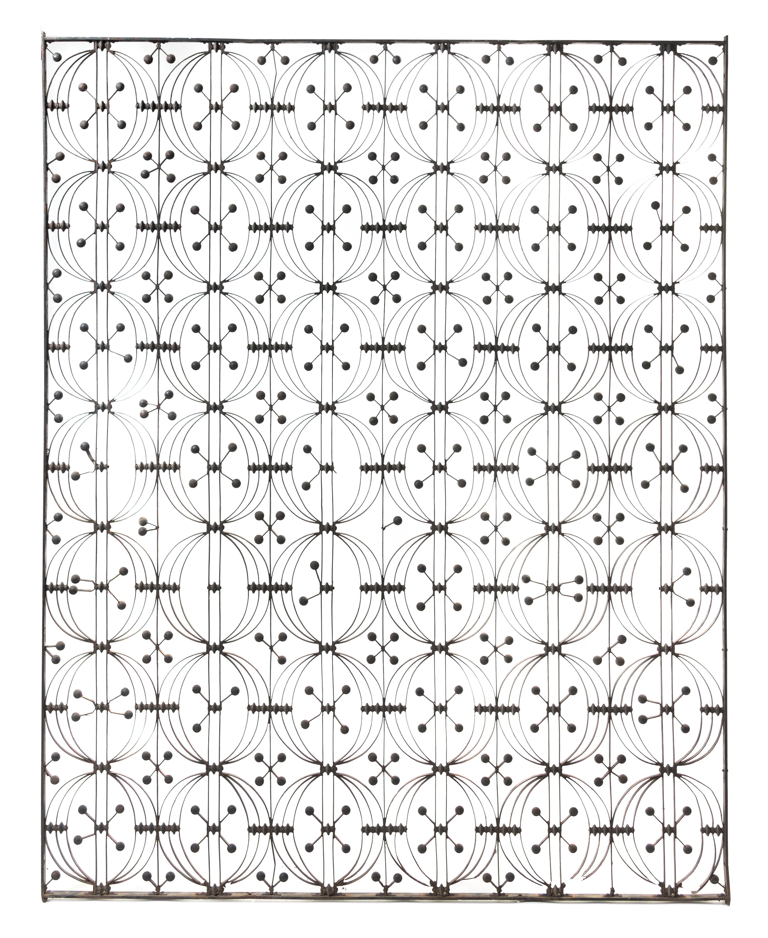 A Dankmar Adler and Louis Sullivan Wrought Iron Elevator Grille from the Chicago Stock Exchange, Winslow Brothers Height 73 x width 58 — WINSLOW BROTHERS, CIRCA 1893