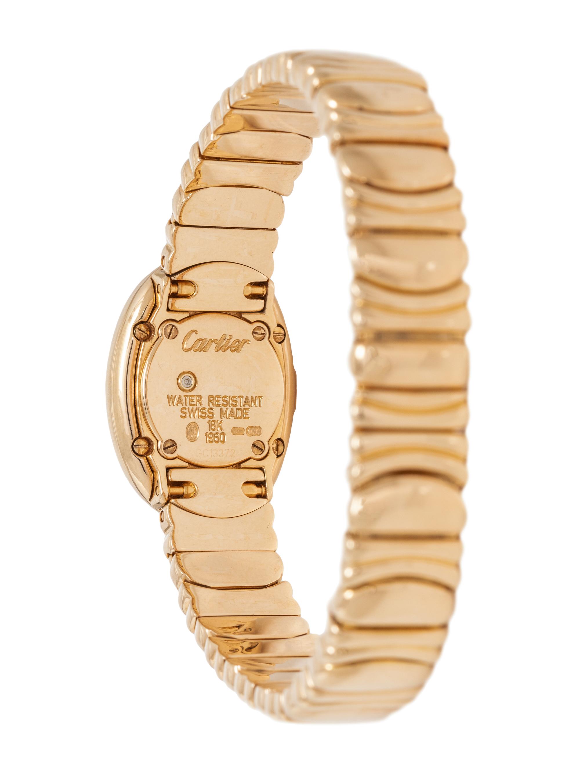 CARTIER, REF. 1960 18K YELLOW GOLD 'BAIGNOIRE' WRISTWATCH