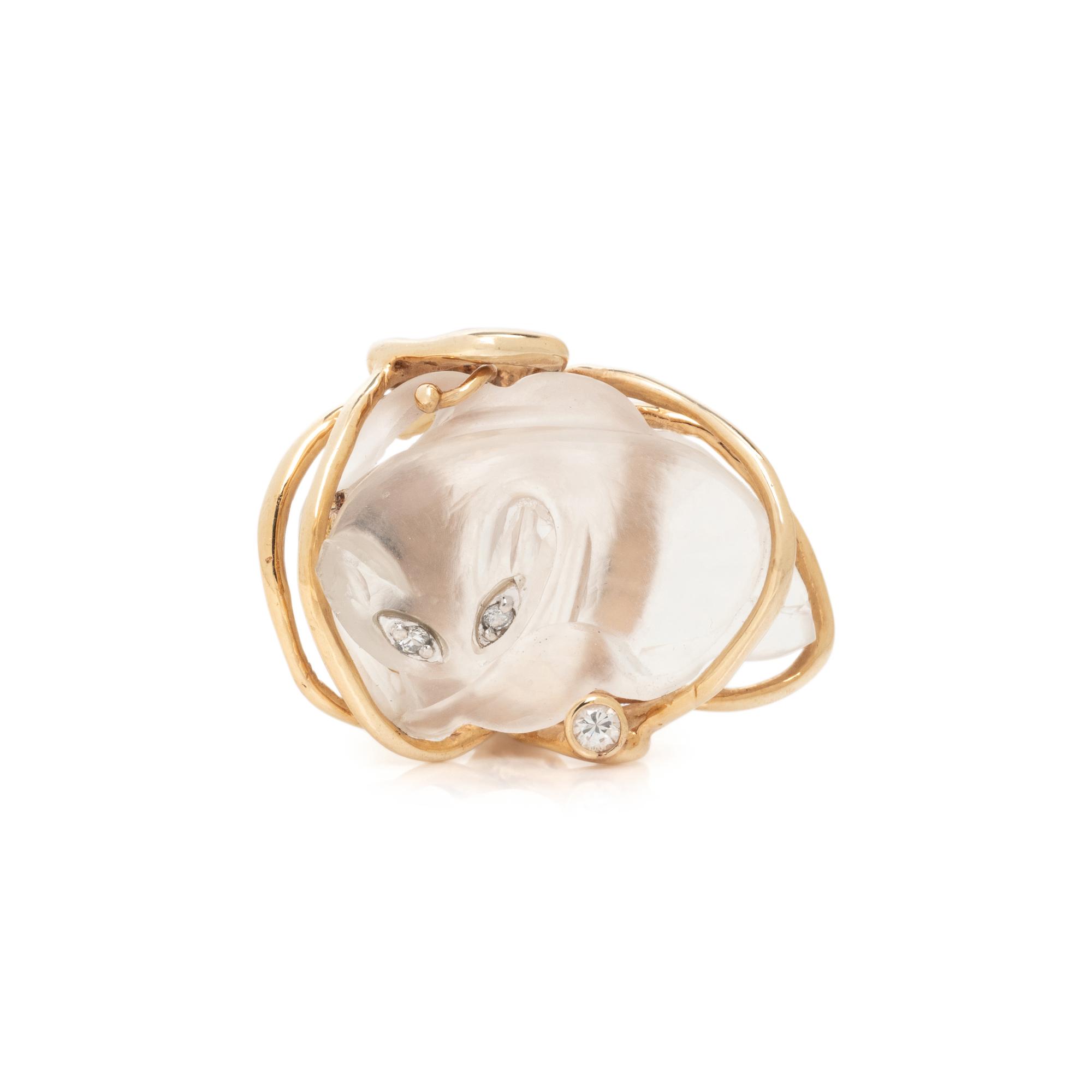 ROCK CRYSTAL CAT RING