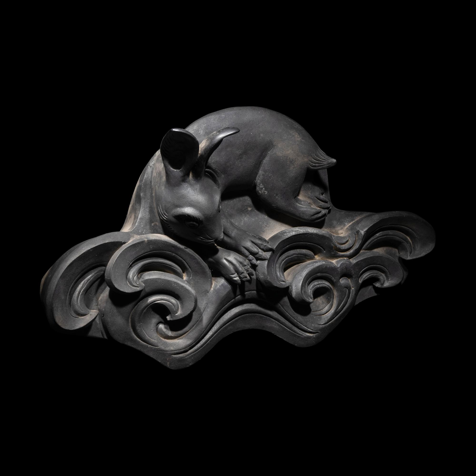 A Japanese 'Rabbit' Roof Tile, Onigawara, Edo Period