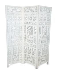 An Indian White Painted Three-Panel Floor Screen — 20TH CENTURY