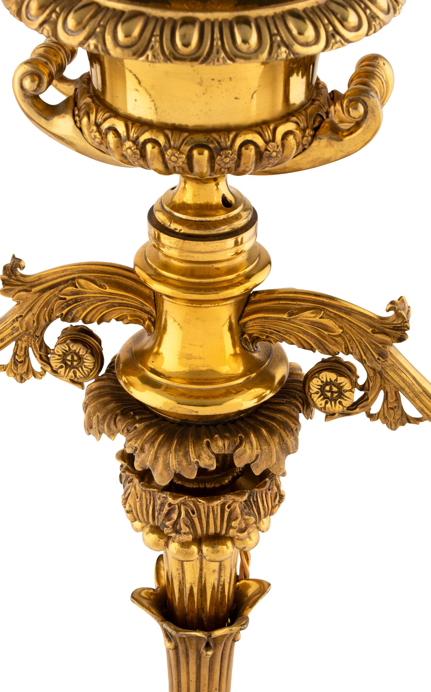 A Pair of George IV Gilt Bronze Colza Lamps