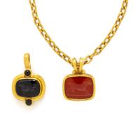 ELIZABETH LOCKE, YELLOW GOLD NECKLACE AND PENDANTS