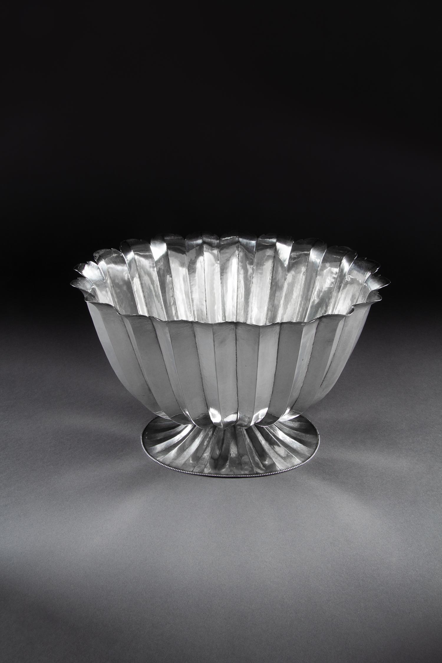 A Vienna Secessionist Silver Footed Bowl, Designed by Dagobert Peche, Executed by Wiener Werkstatte, Vienna, First Quarter 20th Century