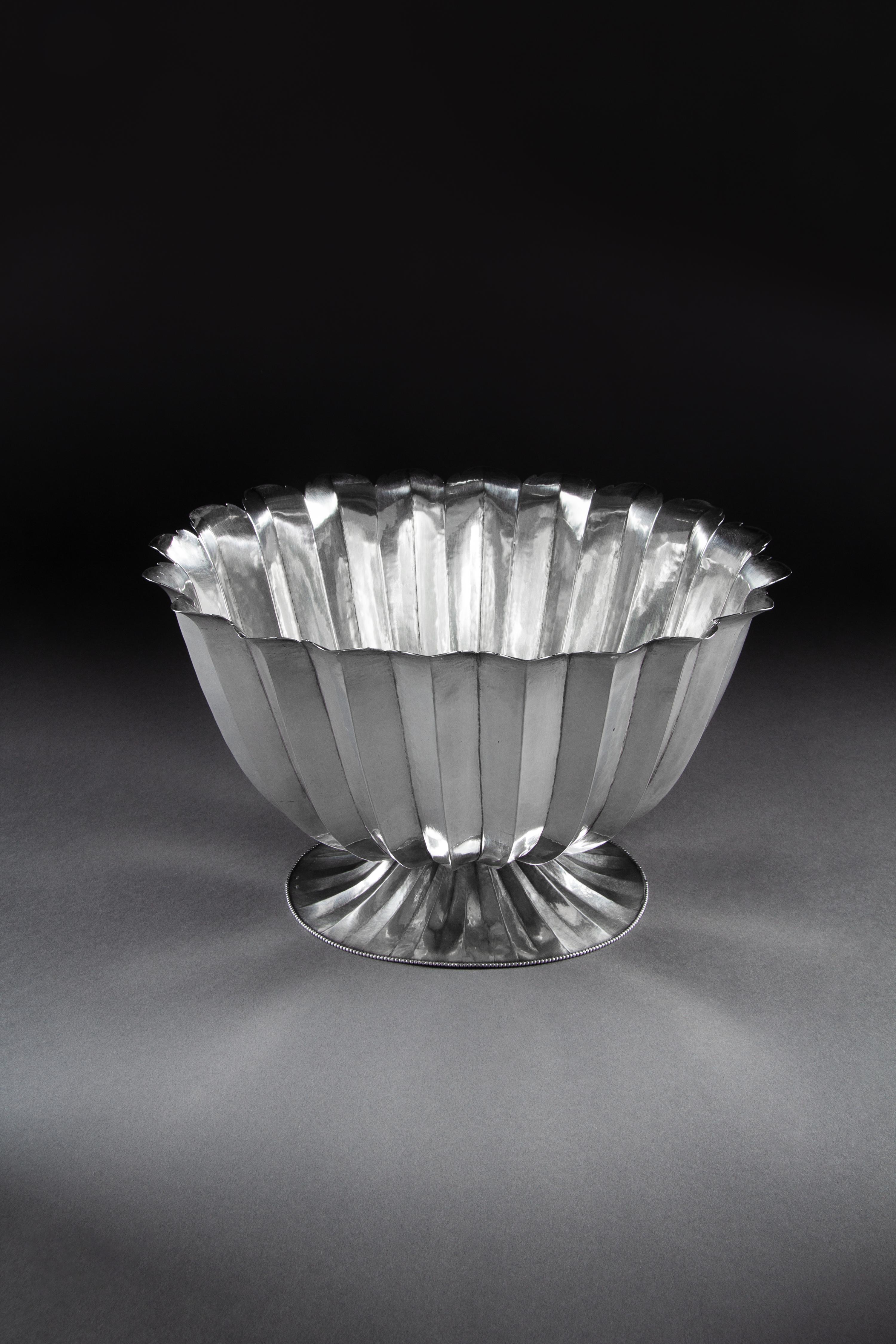 A Vienna Secessionist Silver Footed Bowl, Designed by Dagobert Peche, Executed by Wiener Werkstatte, Vienna, First Quarter 20th Century