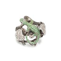 GARNET AND DIAMOND LIZARD RING