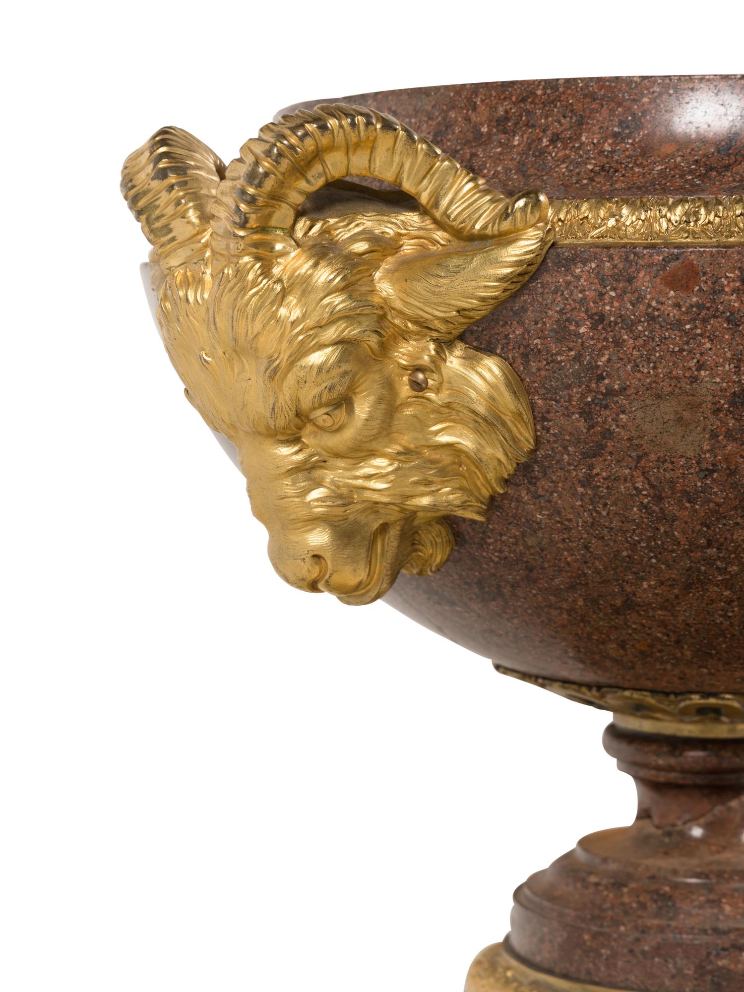 A Neoclassical Style Gilt Bronze Mounted Granite Urn