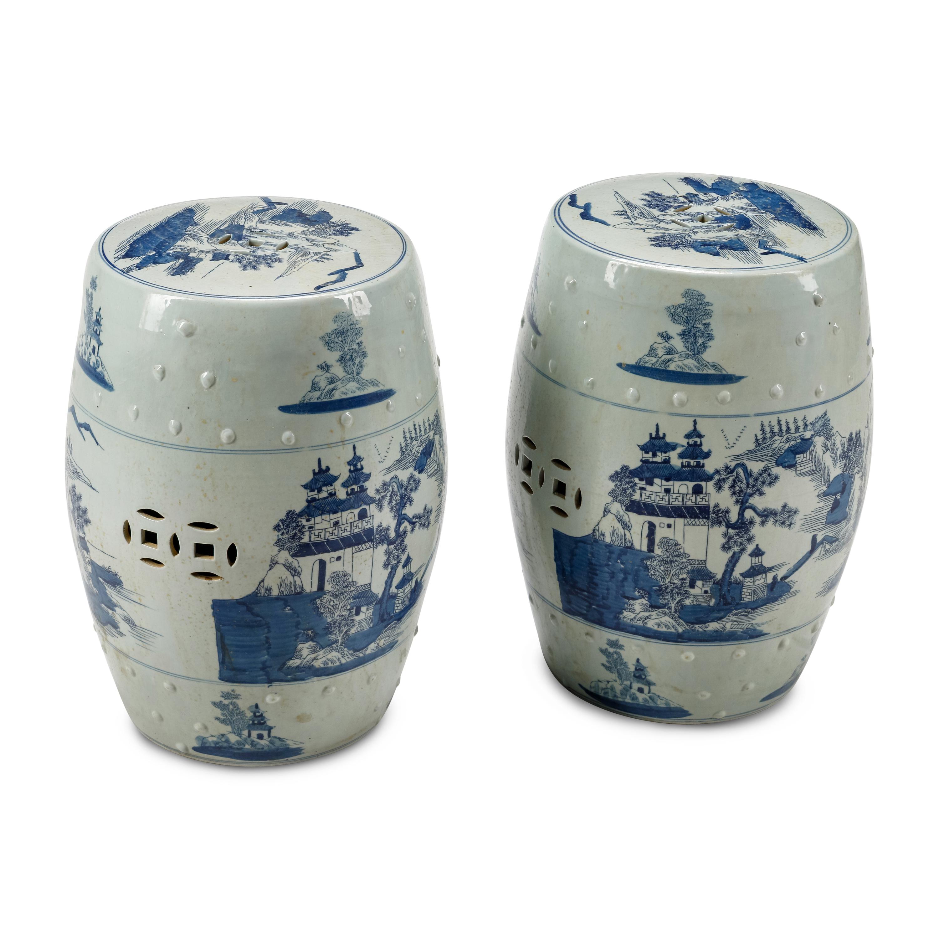A Pair of Chinese Porcelain Garden Seats
