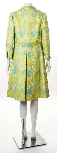 A Blum's-Vogue Yellow Floral Dress and Coat Ensemble, No size.